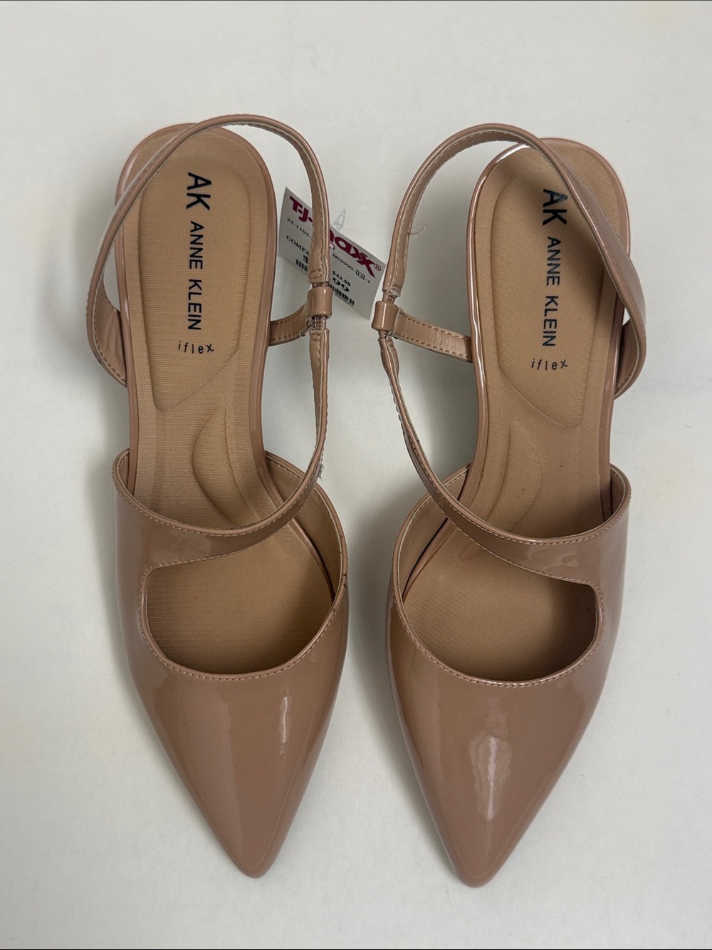 Anne Klein Patent Nude Pointed-Toe Slingback Mules